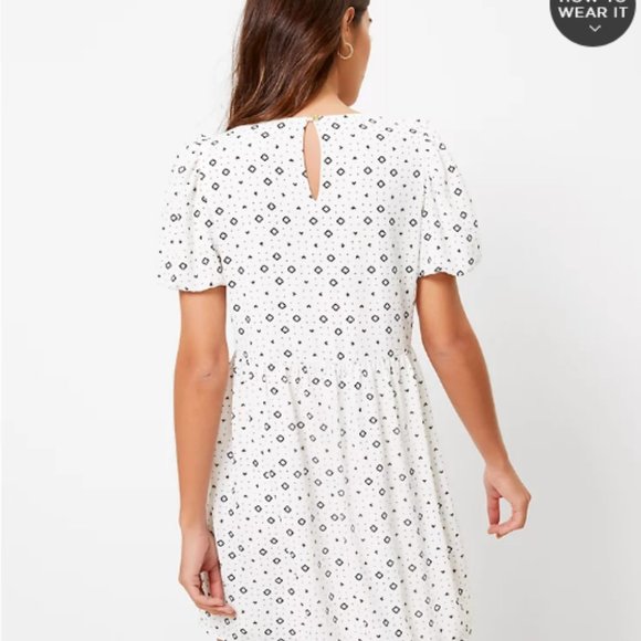 NWT LOFT Geo Puff Sleeve Swing Dress - Picture 3 of 3